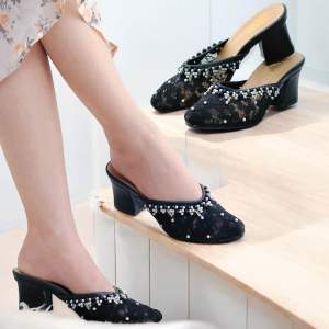 Rattu Boutique - Termurah Heels 5cm Tahu Delusi Hitam size 36-45 / Wedding Shoes / Sepatu Pengantin / Sepatu Seserahan