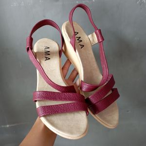 Sandal wedges wanita bahan kulit sapi  bukan imitasi