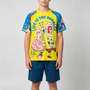 Hot Toys | SpongeBob SquarePants Life Is The Bubbles Cartoon Men Women Tee Adults Children Boy Gril Top Kids Parent Child Quick dry Tshirt