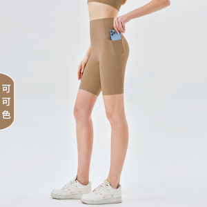 Quần Short Tập Yoga Nữ Cạp Cao Màu Trơn Có Túi Thích Hợp Cho Chạy Bộ Tập Luyện Thể Dục Đạp Xe Và Các Môn Thể Thao Khác.