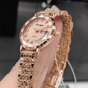 POEDAGAR Watch for Women Luxury Quartz Diamond Dial Women Watches Stainless Steel Original Ladies Watch Date Week Luminous Waterproof Fashion Wristwatch