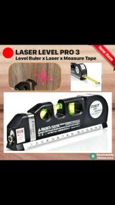 Laser Level Pro 3 - Tape Measure + Ruler + Cross Laser | 3IN1 Straight Engineer Measure Line Tool | Laser Level Tool Multipurpose Laser Level Kit Standard Cross Line Laser level Laser Line leveler Beam Tool with Metric Ruler