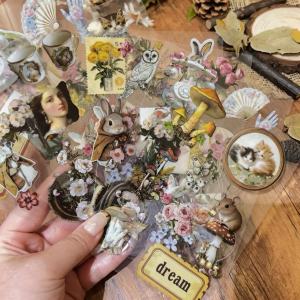 8/16/24PCS Retro Aesthetic Transparent PET Stickers DIY Decorative Water Cups Notebook Waterproof Gift
