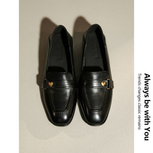 Love Pattern Genuine Leather Slip-On Womens Shoes Medium Heel Spring 2025 Fashion Sweet Style Pig Skin Lined round Toe