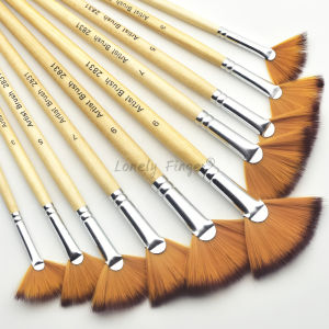3/5/6/10pcs Fan Paint Brush Set Soft Nylon Bristles Wooden Handles for Acrylic Watercolor Oil & Gouache Painting