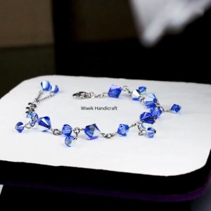 Gelang Tangan wanita swarovski / Gelang Swaroski Original Biru Saphire  Stainless Tahan Karat Kado Hadiah Terbaru