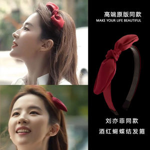 หมวกคล้องผมลายผีเสื้อสีแดงเข้ม Rose Story ทรงหัวใจสไตล์เกาหลี หมวกคล้องผมผ้าลายดอกกุหลาบสุดเก๋สำหรับผู้หญิงและเด็ก