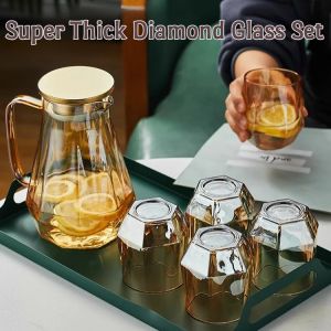 7pcs Style Diamond Glass Set High Temperature Resistant Super Thick Pitchcer Glass Direct Heating Possible