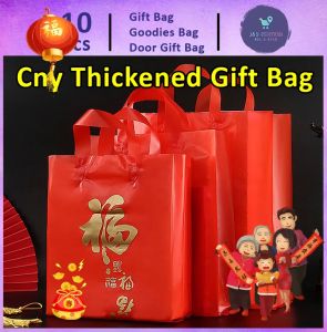 Gift Bag  Good Fortune New Years Red Thickened Gift Plastic Bag Wedding handbag Plastic Bag Goodies Bag Door Gift Wedding Party  10pcs (81)