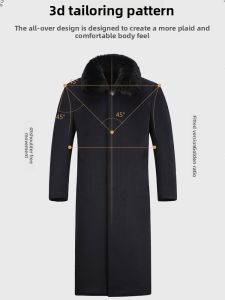 SHIPAILUO | Winter New Mens Cashmere Coat Long Over-Knee Fur Collar Middle-Aged Dad Style Woolen Suiting Outerwear Business Casual Loose Fit
