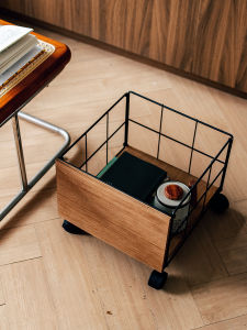 เก้าอี้มุมพับได้สไตล์นอร์ดิก ถังเก็บของสำหรับห้องนั่งเล่นพร้อมล้อ ชุดชา หนังสือ ตะกร้าเก็บของ อุปกรณ์ตกแต่งบ้าน ที่วางของเหลว