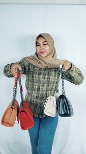 LEXA TAS SELEMPANG DAN BAHU WANITA TAS BORDIR TALI RANTAI TAS KONDANGAN TERBARU 2024