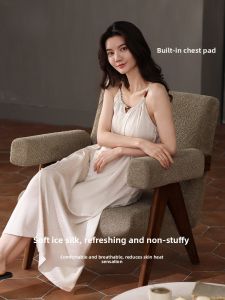 Miiow | Cat Woman Ice Silk Summer Sensation Breathable Womens Dress With Chest Pad Outdoor Wearable Sleepwear Luxury Home Clothes