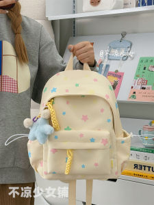 กระเป๋าเป้สะพายหลังผ้าฝ้ายแบบลำลองสำหรับนักเรียนหญิง ทรงซิปปิด ป้องกันน้ำ ขนาดเล็ก กระเป๋าใส่ของใช้ในชีวิตประจำวันแบบลำลอง