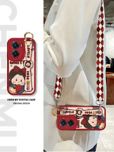 Cute Princess Snow White Phone Case with Lanyard Strap Womens Style Protective Cover for Vivoy77e Y300 Y78 Y73s Y100 Y200