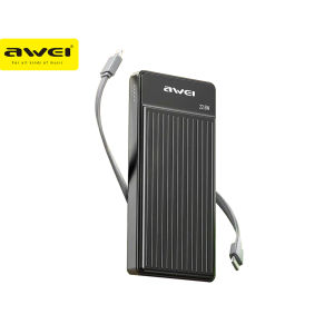 Awei P88K 10000mAh Slim Powerbank High Speed Charge 22.5W with Built-in Cable Quick Charger Multiple Circuit Protection