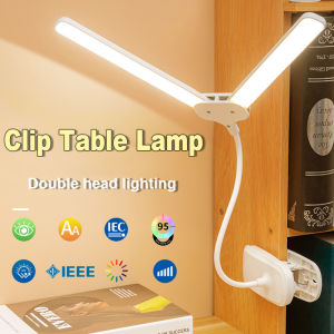 Flexible Dual Head LED Desk Lamp Eye Protection 3 Color Modes Brightness USB Rechargeable 360° Rotate Touch Control Office Study