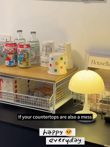 Happihaus Kitchen Countertop Storage Rack with Drawers Metal Baskets Microwave Stand Space Saving