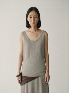 INSIS FEMME | Natural Hemp Cotton Simple Elegant Scoop Neck Loose Sleeveless Tank Top