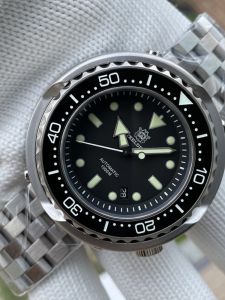 SteelDive Mechanicalนาฬิกาดําน้ําสแตนเลสไม่มีฝาครอบด้านล่าง 1000Mกันน้ํานาฬิกาดําน้ําSBDX035 แฟชั่นผู้ชายรอบหน้า