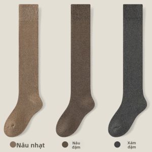 MiiOW | Tất cao đến bắp chân chống trượt cho nữ MiiOW mùa đông 2024 Tất dài đến đầu gối dày dặn ấm áp màu trơn cho giày lười