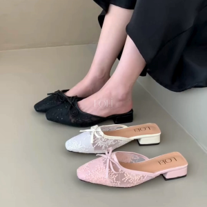LOEI Yuzu Sepatu Slip On Wanita Mules Cocok buat Ngantor 7777