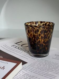 Amber Tortoiseshell Glass Cup Leopard Print Water Cup Home Toothbrush Cup Washing Cup High-End Toothbrush Whiskey Cup