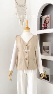 DEVIRA VEST LINEN - OUTER WANITA KOREAN STYLE TERMURAH - VEST CEWEK KEKINIAN VIRAL - ROMPI WANITA KEREN