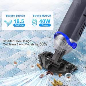 Cordless Pool & Aquarium Vacuum | Rechargeable Handheld 98” Reach Cleaner | Spa Inground Above Ground Pools & Medium Aquariums | 60-Min Runtime | Dual Filter