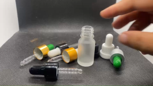 ขวด 10 มล. (25ใบ) ขวดแก้วอโรม่า ขุ่น + ชุดหยดฝา