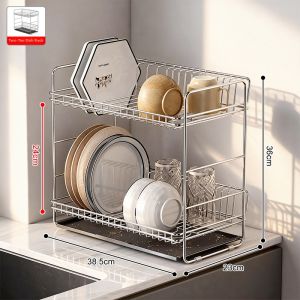BANGJIE | Stainless Steel Dish Drainer Dual Layer Storage Rack