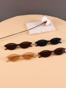 Fashion Small Frame Oval Womens Sunglasses Retro Street Shooting Glasses Decorative Sunglasses Spek Mata Hitam 墨镜