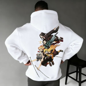 Bandai | New Demon Slayer Anime-themed Printed Hoodies for Autumn and Winter Loose Pure Cotton Sweatshirts for Both Men and Women