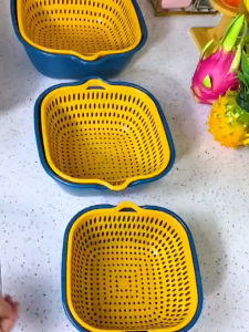 6Pcs Double-layer Drain Basket Plastic Vegetable Washing Basket Wash Basin Household Kitchen Washing
