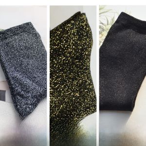 Shiny Silver Thread Womens Socks 3 Pairs Cotton Blend Mid-Calf Bright Thread Pure Color Chunky Style Spring Summer Fashionable