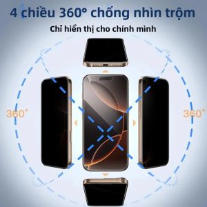 1-3 Chiếc 360 °   Miếng Dán Bảo Vệ Màn Hình Chống Nhìn Trộm Cho iPhone 18/17/16/15/14/13 Pro Max Kính Cường Lực Phủ Toàn Màn Hình
