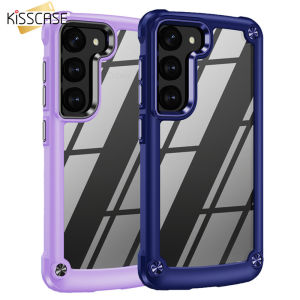 Kisscase chống sốc dùng trong quân sự vỏ hỗn hợp bội trong suốt trường hợp đối với Samsung s23ultra s23plus S23 S22 S21 cộng với S20 FE A52 A32 A12 màu kẹo Bìa