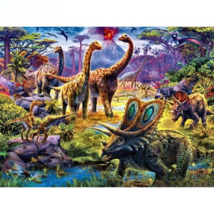 500 1000 1200 2000pcs Jigsaw Puzzle Cute Cartoon Dinosaur Animal Prehistoric Scene For Adults Family Fun Brain Teaser Gift