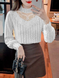 chaqi | Semi High Collar Lace Womens Blouse