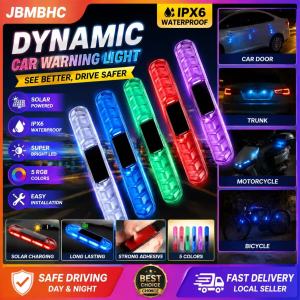 JBMBHC 2PCS Solar Car Door Warning Light RGB Anti-collision LED Strip Motorcycle SUV Welcome Atmosphere Safety Signal Decorative Light