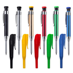 6Pcs/set Metal Pen Clip Mechanical Pencil Set with Pencil Cap Built-In Sharpener 2.8mm  Replacement Lead Deep Hole Marking Tool﻿