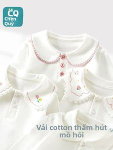CHENGQU | Babydoll Collar Long Sleeve Polo Shirt White Cotton
