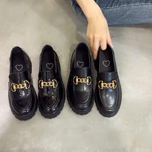 Womens Flat English Style Small Leather Shoes