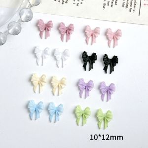 30PCS 3D Minimalist Ribbon Bows Resin Nail Charms Solid Color Sweet Bowknots Nail Art Decorations for DIY Hairpin Nails Supplies