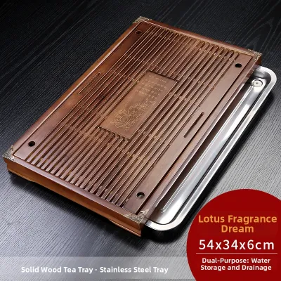 TIANJINGSHENGHUO | Solid Wood Tea Table With Drawer Drainage Teaset