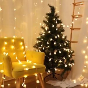 PGM Lampu Tumblr Snow 85 Meter Lampu Natal Keping Salju Snowflake OPP Dekorasi Lampu Snow