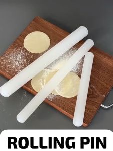 Rolling Pin Plastik PP Silikon Anti Lengket Penggilas Adonan Warna Putih Untuk Roti Fondant Cookies