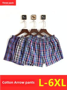 Cotton Aro Pants for Men Mid-Waist Boxer Style Plaid Pattern Home Comfort Underwear Plus Size Extra Large Pack of 3