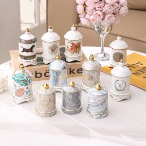 Elegant European Ceramic Toothpick Holder And Cotton Swab Box Restaurant Banquet Hall Tea Table Home Living Room Dining Table