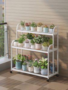 Modern Iron Plant Stand Movable Indoor Balcony Living Room Green Ivy Flower Pot Holder Rack Simple Design Metal Craftsmanship